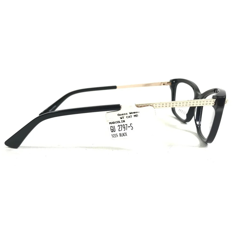 Guess Eyeglasses Frames GU2797-S 001 Black Gold Cat Eye Swarovski 52-15-140